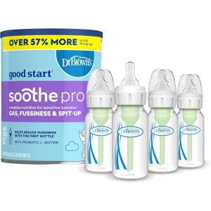 imageDr Browns Good Start Baby Formula Powder 306 Ounce ampamp Natural Flow AntiColic Options Narrow Baby Bottle 4 oz120 mL with Level 1 Slow Flow Nipple 0m 4 Bottles