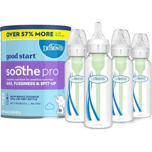 imageDr Browns Good Start Baby Formula Powder 306 Ounce ampamp Natural Flow AntiColic Options Narrow Baby Bottle 8 oz250 mL with Level 1 Slow Flow Nipple 0m 4 count
