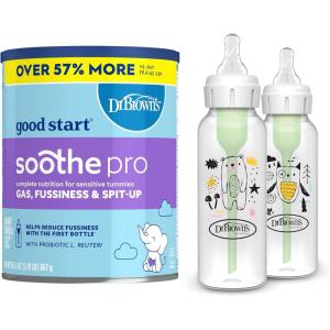 imageDr Browns Good Start Baby Formula Powder 306 Ounce ampamp Natural Flow AntiColic Options Narrow Baby Bottle Bear ampamp Owl 8 oz250 mL with Level 1 Slow Flow Nipple BPA Free 0m 2Pack