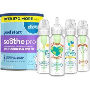imageDr Browns Good Start Baby Formula Powder 306 Ounce ampamp Natural Flow AntiColic Options Narrow Baby Bottle Dream Adventure 8 oz250 mL with Level 1 Slow Flow Nipple 0m 4 Count