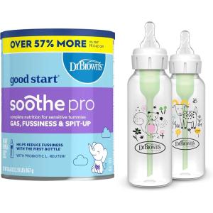 imageDr Browns Good Start Baby Formula Powder 306 Ounce ampamp Natural Flow AntiColic Options Narrow Baby Bottle Squirrel ampamp Goat 8 oz250 mL with Level 1 Slow Flow Nipple BPA Free 0m 2Pack