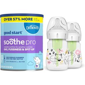 imageDr Browns Good Start Baby Formula Powder 306 Ounce ampamp Natural Flow AntiColic Options WideNeck Baby Bottle Designer Edition Bottles Woodland Decos 5 oz150 mL Level 1 Nipple 2Pack 0m