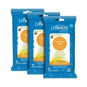imageDr Browns Healthy Nose and Face Wipes for Baby and Toddler Naturally Cleaning and Moisturizing Plant Based and Hypoallergenic 30 Count30 Count Pack of 3