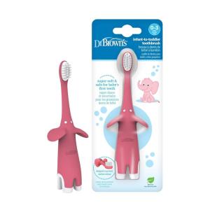 imageDr Browns InfanttoToddler Toothbrush Elephant Mint 03 Years1 Pack  Pink Elephant