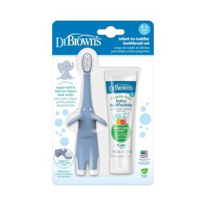 imageDr Browns InfanttoToddler Toothbrush Elephant Mint 03 YearsBlue Elephant with Toothpaste