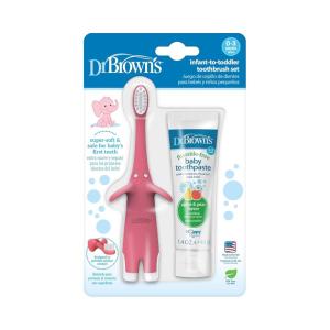 imageDr Browns InfanttoToddler Toothbrush Elephant Mint 03 YearsPink Elephant with Toothpaste