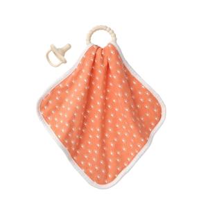 imageDr Browns Lovey Blanket with Beaded Teether Ring and HappyPaci 100 Silicone OnePiece Pacifier Soothing Security Blanket Set for Baby Gray Stripes 0mPeach Blanket Set with Teether  HappyPaci