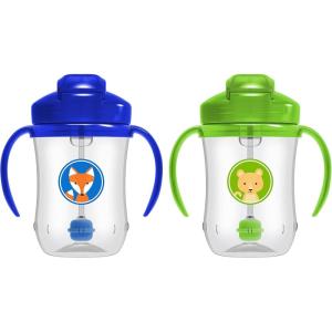 imageDr Browns Milestones Babys First Straw Cup Sippy Cup with Straw 6m 9oz270ml 2 Pack Coral ampamp Olive Green BPA FreeBlue  Green