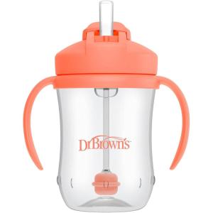 imageDr Browns Milestones Babys First Straw Cup Sippy Cup with Straw 6m 9oz270ml 2 Pack Coral ampamp Olive Green BPA FreeCoral