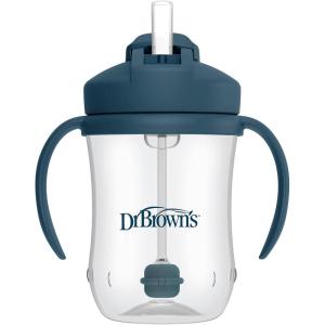 imageDr Browns Milestones Babys First Straw Cup Sippy Cup with Straw 6m 9oz270ml 2 Pack Coral ampamp Olive Green BPA FreeDark Blue
