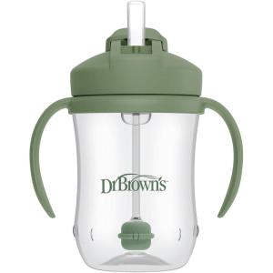 imageDr Browns Milestones Babys First Straw Cup Sippy Cup with Straw 6m 9oz270ml 2 Pack Coral ampamp Olive Green BPA FreeOlive Green