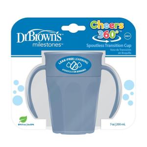 imageDr Browns Milestones Cheers 360 Spoutless Transition Cup Travel Friendly and Leak Free Sippy for Babies and Toddlers Green and Pink BPAFree 10 oz300 mL 9mBlue with Handles