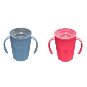 imageDr Browns Milestones Cheers 360 Spoutless Transition Cup with Handles Travel Friendly and Leak Free Sippy for Babies and Toddlers Blue and Pink BPAFree 7 oz200 mL 6mBlue and Pink with Handles
