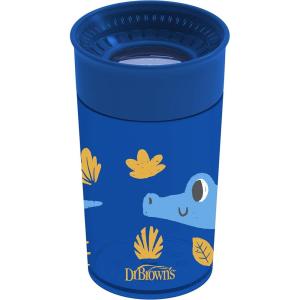 imageDr Browns Milestones Cheers360 Training Sippy Cups with Handles for Babies and Toddlers BPA Free Blue Animal Deco 7oz 6m1Pack Blue Animals  10 oz