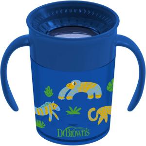 imageDr Browns Milestones Cheers360 Training Sippy Cups with Handles for Babies and Toddlers BPA Free Blue Animal Deco 7oz 6m7oz Cup with Handles  Blue Animals