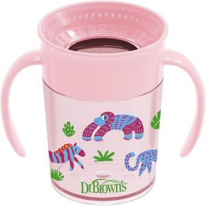 imageDr Browns Milestones Cheers360 Training Sippy Cups with Handles for Babies and Toddlers BPA Free Blue Animal Deco 7oz 6m7oz Cup with Handles  Pink Animals