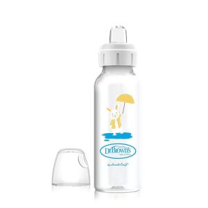 imageDr Browns Milestones Narrow Sippy Bottle 100 Silicone Soft Sippy Spout 8oz250mL Flamingo 6m1 Pack  Bunny