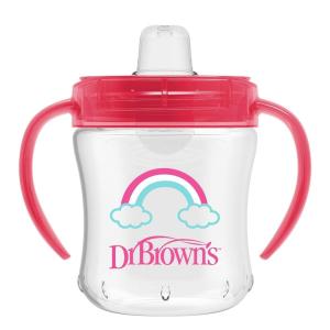 imageDr Browns Milestones Soft Spout Sippy Cup with Handles Blue Tiger Hero BPAFree 9 oz270 mL 9mPink Rainbow