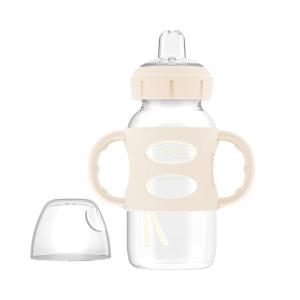 imageDr Browns Milestones WideNeck Sippy Spout Bottle with 100 Silicone Handles EasyGrip Handles with Soft Sippy Spout 9oz270mL LightPink ampamp Ecru 2Pack 6m1 Pack  Ecru