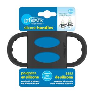 imageDr Browns Narrow Baby Bottle Handles 100 Silicone Easy Grip Removable Handles for Bottle to Sippy Cup Transition BlackEcruPink 3Pack 4mBlack