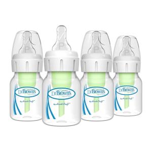 imageDr Browns Natural Flow AntiColic Options Narrow Baby Bottle 2 oz60 mL with Preemie Flow Nipple 0m 4 Pack4 Pack  2oz  Clear