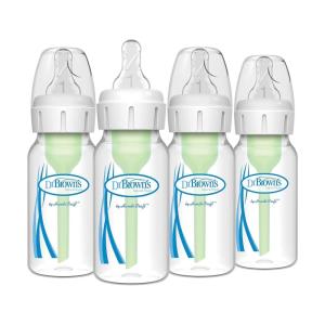 imageDr Browns Natural Flow AntiColic Options Narrow Baby Bottle 2 oz60 mL with Preemie Flow Nipple 0m 4 Pack4 Pack  4oz  Clear