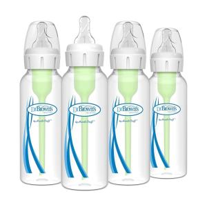 imageDr Browns Natural Flow AntiColic Options Narrow Baby Bottle 2 oz60 mL with Preemie Flow Nipple 0m 4 Pack4 Pack  8oz  Clear