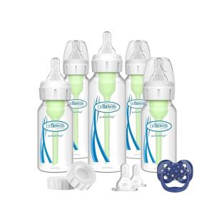 imageDr Browns Natural Flow AntiColic Options Narrow Baby Bottle Gift Set with Advantage Pacifier and Bottle Travel CapsBaby Bottle Gift Set