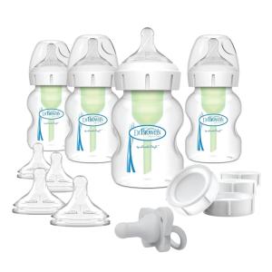 imageDr Browns Natural Flow AntiColic Options WideNeck Baby Bottle Newborn Feeding Set with Baby Bottle Travel CapsBreasttoBottle Feeding Set