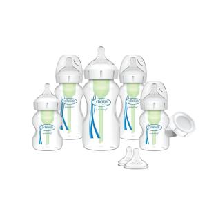 imageDr Browns Natural Flow AntiColic Options WideNeck Baby Bottle Newborn Feeding Set with Baby Bottle Travel CapsNewborn Feeding Set