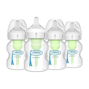 imageDr Browns Natural Flow AntiColic Options WideNeck Baby Bottles 5 oz150 mLwith Level 1 Slow Flow Nipple4 Pack0m5 oz  4 Pack