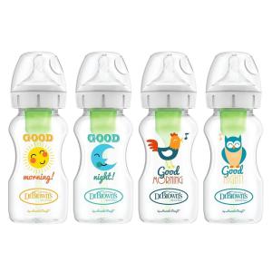 imageDr Browns Natural Flow AntiColic Options WideNeck Baby Bottles 5 oz150 mLwith Level 1 Slow Flow Nipple4 Pack0m9 oz  4 Pack  MorningNight Deco