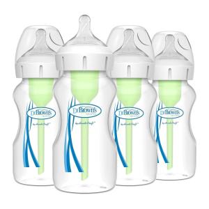 imageDr Browns Natural Flow AntiColic Options WideNeck Baby Bottles 5 oz150 mLwith Level 1 Slow Flow Nipple4 Pack0m9 oz  4 Pack