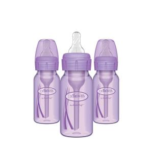 imageDr Browns Natural Flow AntiColic OptionsNarrow 8oz250mL Baby Bottle  Lovey Gift Set with Level 1 Slow Flow Nipples Pink4 oz  Lavender