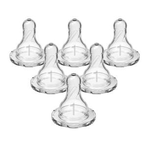 imageDr Browns Natural Flow Level 1 Narrow Baby Bottle Silicone Nipple Slow Flow 0m 100 Silicone Bottle Nipple 6 Count Pack of 1