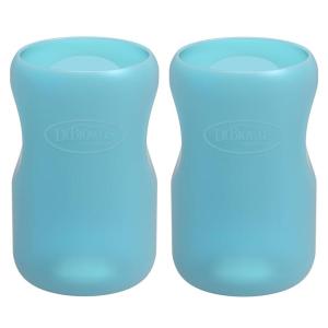imageDr Browns Options WideNeck Glass Bottle Sleeve 100 Silicone GlowintheDark BPAFree 9 oz 1PackBlue Value Pack  9oz