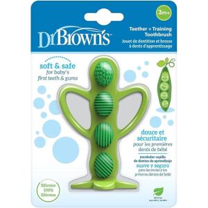 imageDr Browns Peapod Teether  Training Toothbrush Help Soothe Babys Sore Gums Soft 100 Silicone BPA Free 3mPeapod ToothbrushTeether