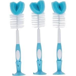 imageDr Browns Reusable Sponge Baby Bottle Cleaning Brush Set with Suction Cup Stand Scrubber and Nipple Cleaner Pink 3 Pack3Pack  Blue Bottle Brush