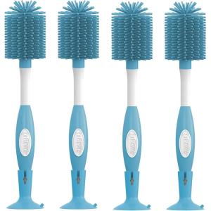 imageDr Browns Soft Touch No Scratch Baby Bottle Cleaning Brush Nipple Cleaner with Stand and Storage Clip BPA Free Blue 1Pack4 Pack
