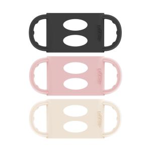 imageDr Browns WideNeck Baby Bottle Handles 100 Silicone Easy Grip Removable Handles for Bottle to Sippy Cup Transition BlackEcruPink 3Pack 4m
