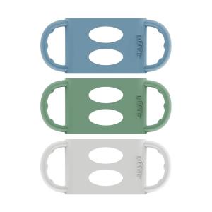 imageDr Browns WideNeck Baby Bottle Handles 100 Silicone Easy Grip Removable Handles for Bottle to Sippy Cup Transition BlueGrayGreen 3Pack 4m