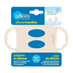 imageDr Browns WideNeck Baby Bottle Handles 100 Silicone Easy Grip Removable Handles for Bottle to Sippy Cup Transition Ecru 4m