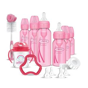imageDr Browns Natural Flow AntiColic Options Special Edition Pink Baby Bottle Gift Set with Soft Sippy Spout Transition Cup Flexees Teether Bottle Cleaning Brush and Travel CapsSpecial Edition  Pink