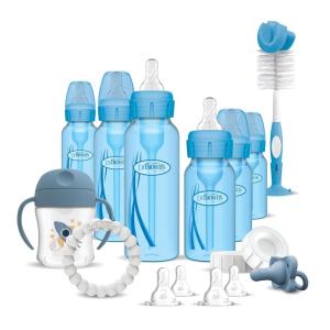 imageDr Browns Natural Flow AntiColic Options Special Edition Pink Baby Bottle Gift Set with Soft Sippy Spout Transition Cup Flexees Teether Bottle Cleaning Brush and Travel CapsSpecial Edition  Blue