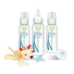 imageDr Browns Natural Flow AntiColic Options Special Edition Pink Baby Bottle Gift Set with Soft Sippy Spout Transition Cup Flexees Teether Bottle Cleaning Brush and Travel CapsLovey Bottle Set  Clear