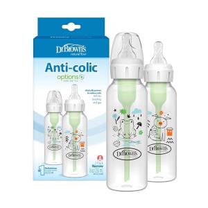imageDr Browns Natural Flow AntiColic Options Narrow Baby Bottle Pig ampamp Frog 8 oz250 mL with Level 1 Slow Flow Nipple BPA Free 0m 12Pack1 Count Pack of 12