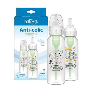imageDr Browns Natural Flow AntiColic Options Narrow Baby Bottle Squirrel ampamp Goat 8 oz250 mL with Level 1 Slow Flow Nipple BPA Free 0m 12Pack2 Count Pack of 6