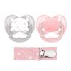 imageDr Browns Advantage 100 Silicone Baby Paci Symmetrical Soother 06m BPA free Pink 2 Pack  Clip