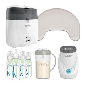 imageDr Browns Complete Feeding Bundle Light Gray Nursing Pillow  Natural Flow MilkSPA Breastmilk ampamp Bottle Warmer  Deluxe Electric Sterilizer  4Pack AntiColic Bottle 8 oz L14Piece Set