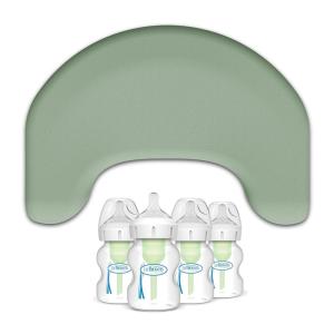 imageDr Browns Feeding Comfort Bundle Storm Green Nursing Pillow  4Pack WideNeck Bottle 5 oz L12Piece Set